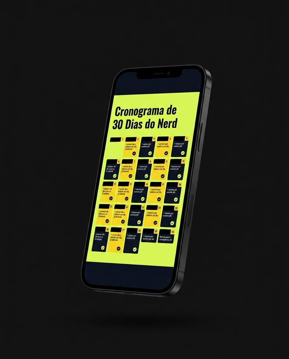 Mockup do Cronograma de 30 Dias do Nerd em um celular